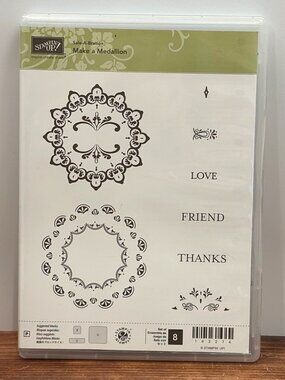 STAMPIN' UP! 143274 MAKE A MEDALLION PHOTOPOLYMER STAMP SET LOVE FRIEND THANKS